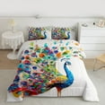 thumbnail image 2 of Manfei Watercolor Oil Painting Bedding Comforter Set,Kawaii Peacock Twin Comforter Sets,Cute Zoo Animal Bedding Set For Girl Teens,Ultra Soft Home Decor Reversible,2pcs, 2 of 8