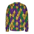 thumbnail image 5 of Craaazy Mardi Gras Long Sleeve Shirts for Women Casual Round Neck Carnival Tops Gifts, 5 of 6