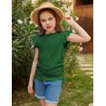 thumbnail image 4 of Arshiner Cute Shirts for Girls Girls Summer Tops Short Sleeve Ruched Knot Side Casual Loose Spring and Summer Tops Tee Blouse Green 9-10 Years, 4 of 7
