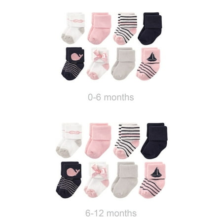 

Luvable Friends Infant Girl Grow with Me Cotton Terry Socks Pink Sailboat 0-6 and 6-12 Months