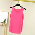 thumbnail image 2 of 100% Cotton Tank Top Women Sleeveless Crew Neck Wide Strap Asymmetrical Solid Color Trendy Camisoles for Under Clothes Hot Pink L-XL, 2 of 5