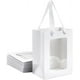 thumbnail image 1 of 12 bolsas de regalo de papel kraft con ventana transparente de 7,9 x 5,9 x 4,1 pulgadas, bolsas de regalo de papel con asas, bolsas de papel para compras., 1 of 9