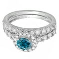 thumbnail image 3 of Dazzlingrock Collection 1.85 Carat (ctw) 14K Round Blue & White Diamond Bridal Engagement Ring Set, White Gold, Size 9, 3 of 4