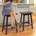 thumbnail image 6 of CL.HPAHKL Counter Height Bar Stools Set of 2, 24 Inch Kitchen Counter Stools Backless Wooden Barstools Solid Wooden Saddle Stools with Footrests for Kitchen Island, Dining Room, Pub, Cafe, Brown, 6 of 10