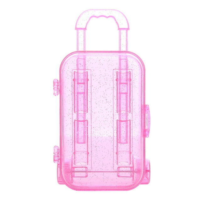 OULII 2pcs Mini Suitcases Boxes Plastic for Playtime Mini Luggage Case Toy Rectangular Storage for Baby Doll Items