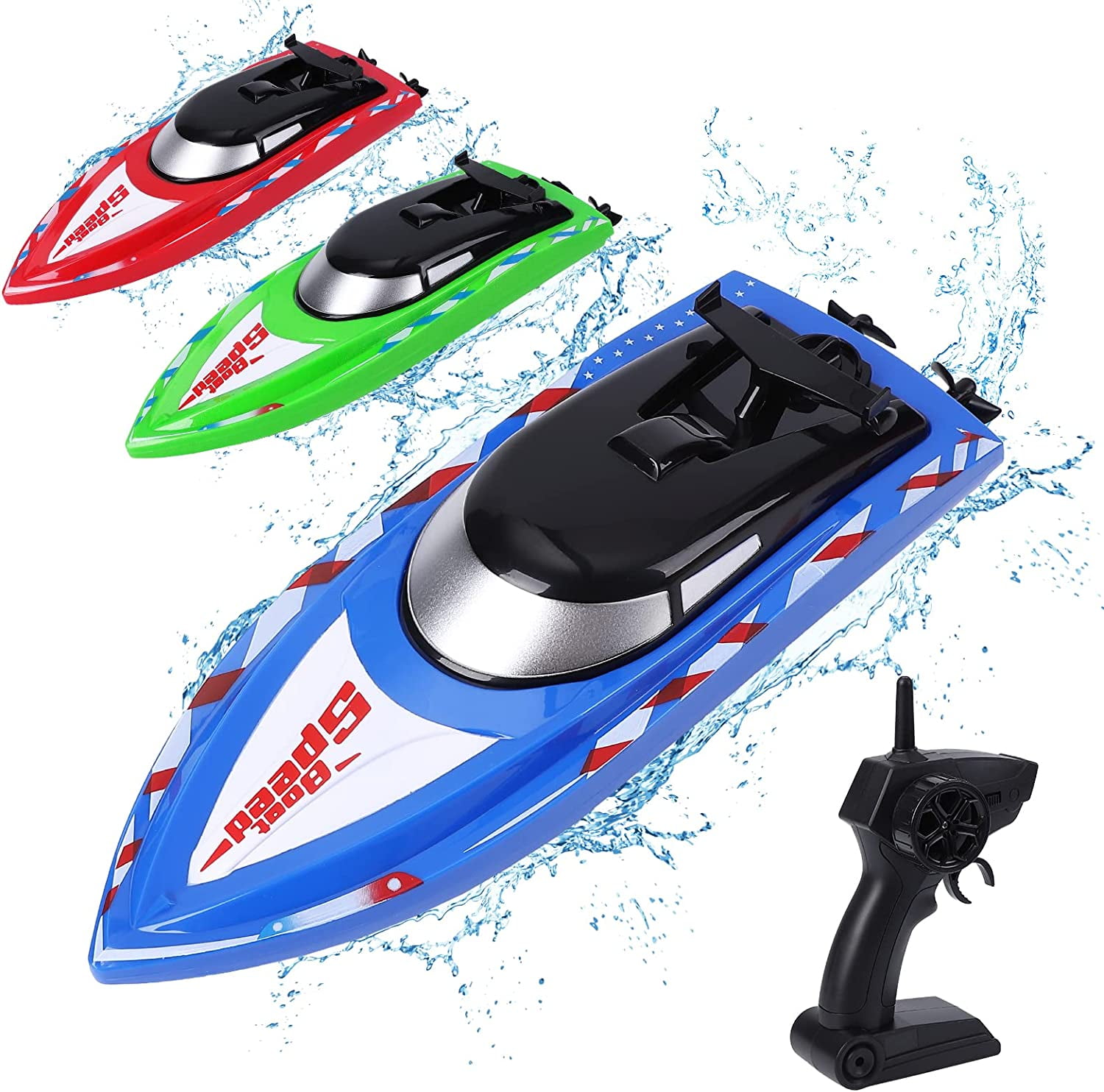 3 Pack Remote Control Boats for Pools and Lakes, High Speed RC Boat for ...