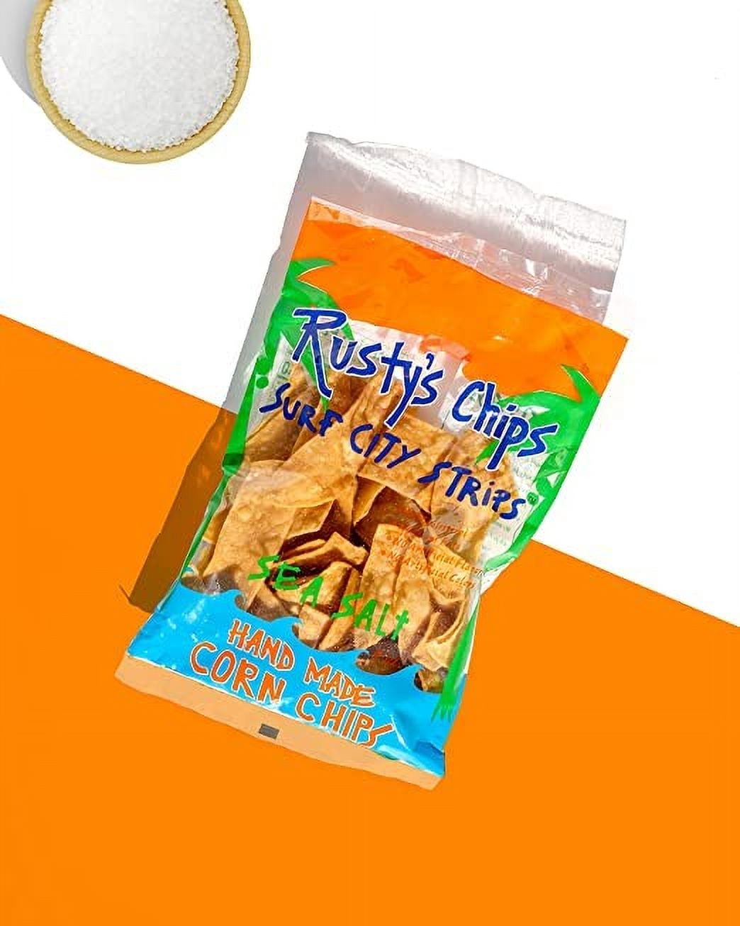 Rusty's Handmade Tortilla Chips, Original Sea Salt Tortilla Chips 4oz Bags, 12ct