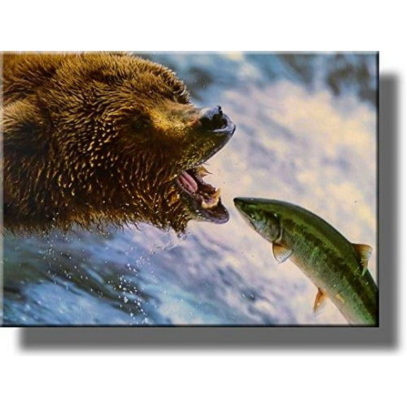 Grizzly Bear Picture on Stretched Canvas, Wall Art Decor, Ready to Hang