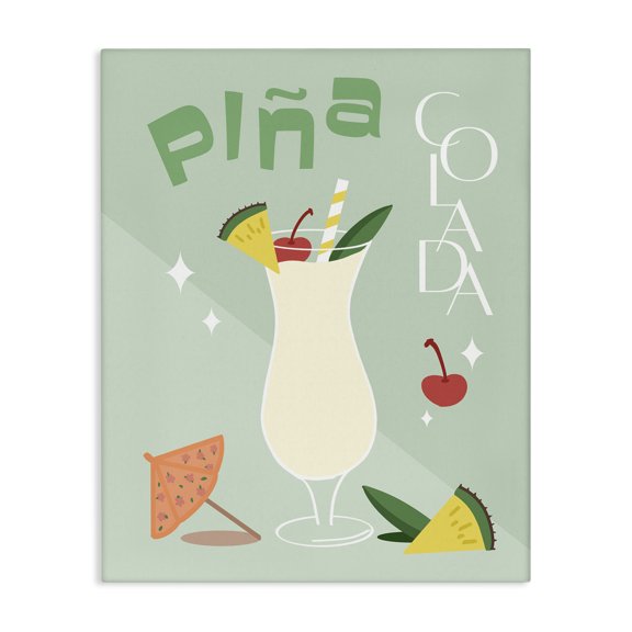 Stupell Industries Pina Colada Typography Food & Beverage Painting Wrapped Canvas Art Print Wall Art, 16 x 20