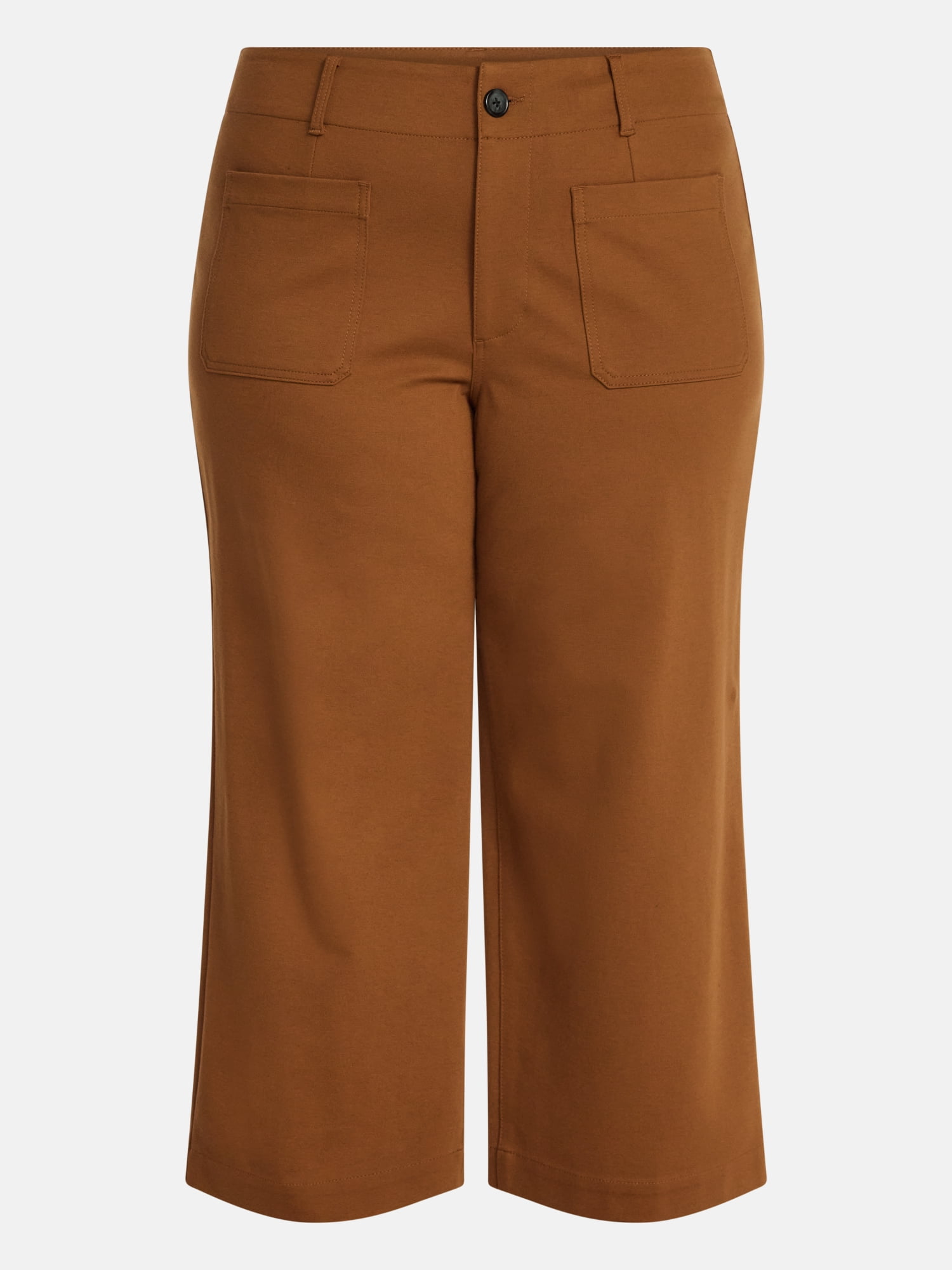 Terra & Sky Women’s Plus Cropped Wide Leg Ponte Pants, 26” Inseam, Sizes 16W-26W
