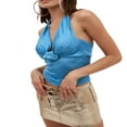 thumbnail image 2 of EIMELI Womens Summer Casual Tank Tops Solid Color Sleeveless Backless Hanging Neck Vest, 2 of 6