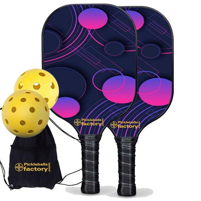 Pickleball Factory PB0008-4-G Pickleball Paddle Set - Wave Point Pickleball Equipment, Driveway Pickleball Set, Glassfiber Graphite