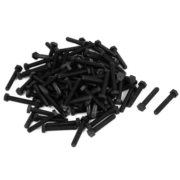 Unique Bargains M5x30mm Full Thread Nylon Metric Hex Hexagon Head Cap Screw Bolt Black 100Pcs