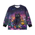 thumbnail image 4 of Xoenoiee Galaxy Cat Daisy Print Side Slit Sweatshirt for Girls Oversized Long Sleeve Crewneck Hoodies Pullover Tops Trendy Cute Fall Clothes Shirts, 9-10 Years, 4 of 7
