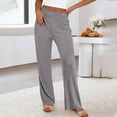 thumbnail image 5 of Enjoytime Wide Leg Pants Woman Solid Color Elastic Waist Knit Comfy Pajama Pants Casual Loose Lounge Trousers Coffee XXL, 5 of 6