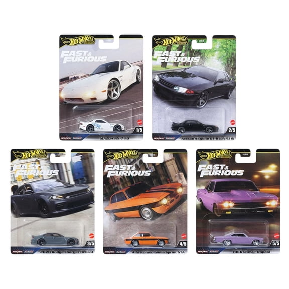 Set de 5 autos de metal Hot Wheels Fast & Furious