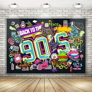 Back to The 90's Backdrop for Parties | 90s Theme Backdrop Hip Hop Graffiti Back to 90's Party Banner | 90s Theme Party Wall Decorations for Adults Hip Hop Music Retro Radio 71 x 43 inch