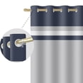 thumbnail image 3 of Nanqianyi Dark Blue and Grey Stripe Blackout Curtains for Bedroom, Thermal Insulated Blocking Light Grommet Window Drapes for Living Room, 42 X 84 Inch 2 Panels, 3 of 9