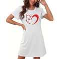 thumbnail image 4 of Lorytime Womens Nightgowns Soft for Older Women Knee Length Short Sleeve Sleepdress Oversized Round Neck Heart Print Nightshirts Nightgowns Pajamas Dress Lounge Nightdress White L, 4 of 5