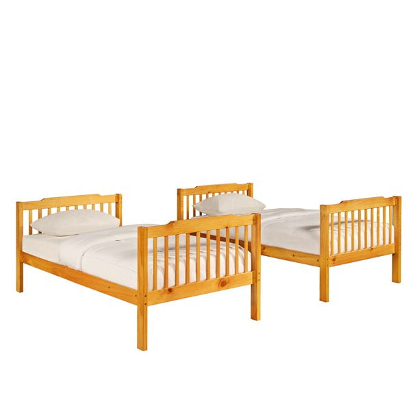 Chelsea Lane Elise Convertible Twin over Twin Wood Bunk Bed Honey