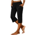 thumbnail image 2 of Antqov Black Capri Pants for Women Elastic High Waisted Stretch Straight Summer Capris with Pockets Casual Soft Cropped Pants S, 2 of 7