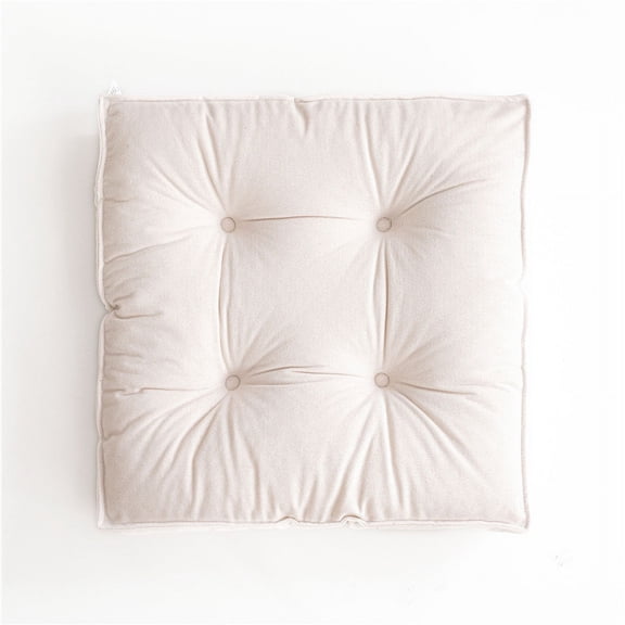 Nvzi Chenille Chair Pad Seat Cushion Comfort Soft Square Floor Cushion for Bedroom Living Room Solid Color Cushion Pillow for Reading Home Office Sofa Car (Ivory,18"x18")