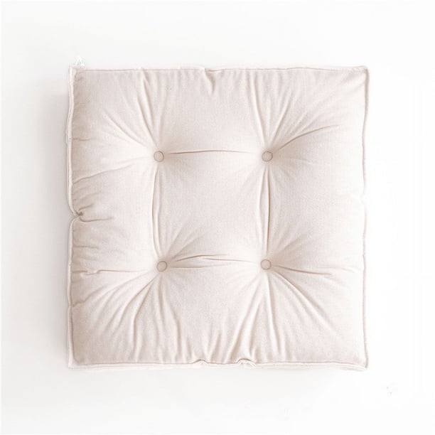 Xiao Hua Cojín de chenilla para silla, cómodo y suave, cuadrado, para dormitorio, sala de estar, color liso, para leer, casa, oficina, sofá, coche (marfil, 45,7 x 45,7 cm)