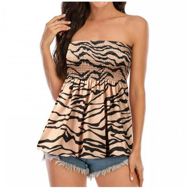 Mujeres sin tirantes Bandeau Tank Tops Verano Casual Sin mangas Tube Shirt Blusa Tanks Top Fridja qr4210