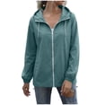 thumbnail image 6 of Hurxie Women's Waterproof Raincoat Lightweight Rain Jacket Hooded Adjustable Windbreaker Rain Coats with Pocket for Outdoor Light Blue,2XL, 6 of 8
