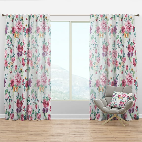 Designart 'Blossom Pink XXXI' Floral Curtain Panel