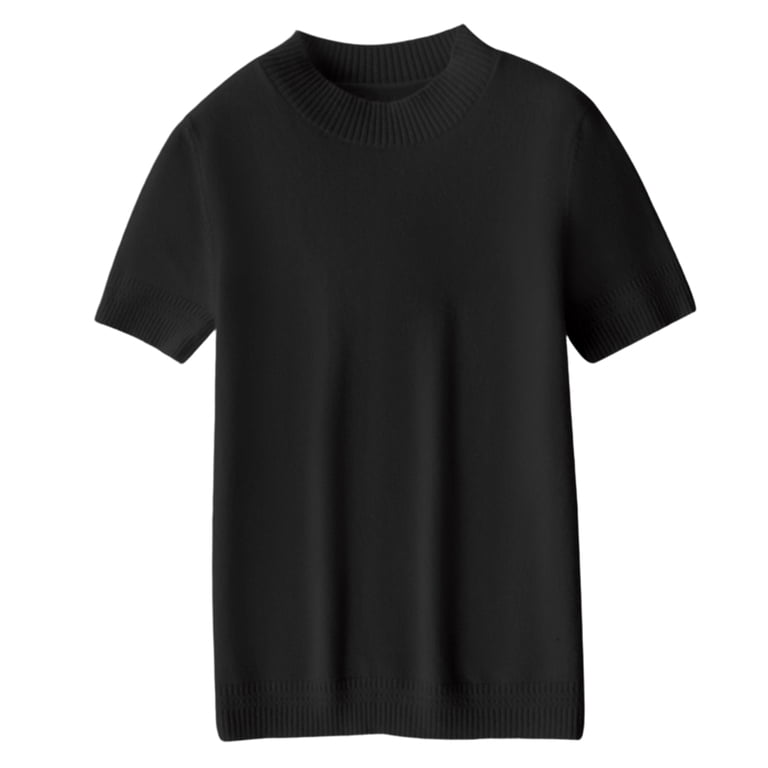 Lumtrix Women Mock Turtleneck Shirts Short Sleeve Knit Sweater