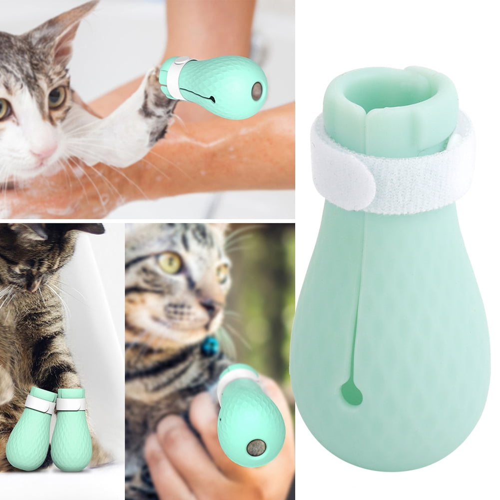Tebru Silicone Pet Foot Cover,4Pcs Silicone Pet Cat Bathing Cutting