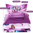 thumbnail image 6 of Butterfly Bedding Comforter Set, 5 Piece Butterfly Bedding Set Pink Purple 3D Kids Bedding Set Bed in A Bag for Girls with Comforter, Flat Sheet, Fitted Sheet and 2 Pillowcases, 6 of 7
