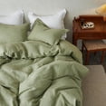 thumbnail image 6 of Simple&Opulence 100% Washed Linen Duvet Cover Set 88"x92" - 3 Pieces Soft Farmhouse Comforter Set Double Embroidered with Button Closure - 1 Duvet Cover and 2 Pillowshams (Sage Green, Queen), 6 of 8
