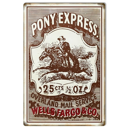 Money Sign - Pony Express Wells Fargo & Co. Money Reproduction Metal Sign
