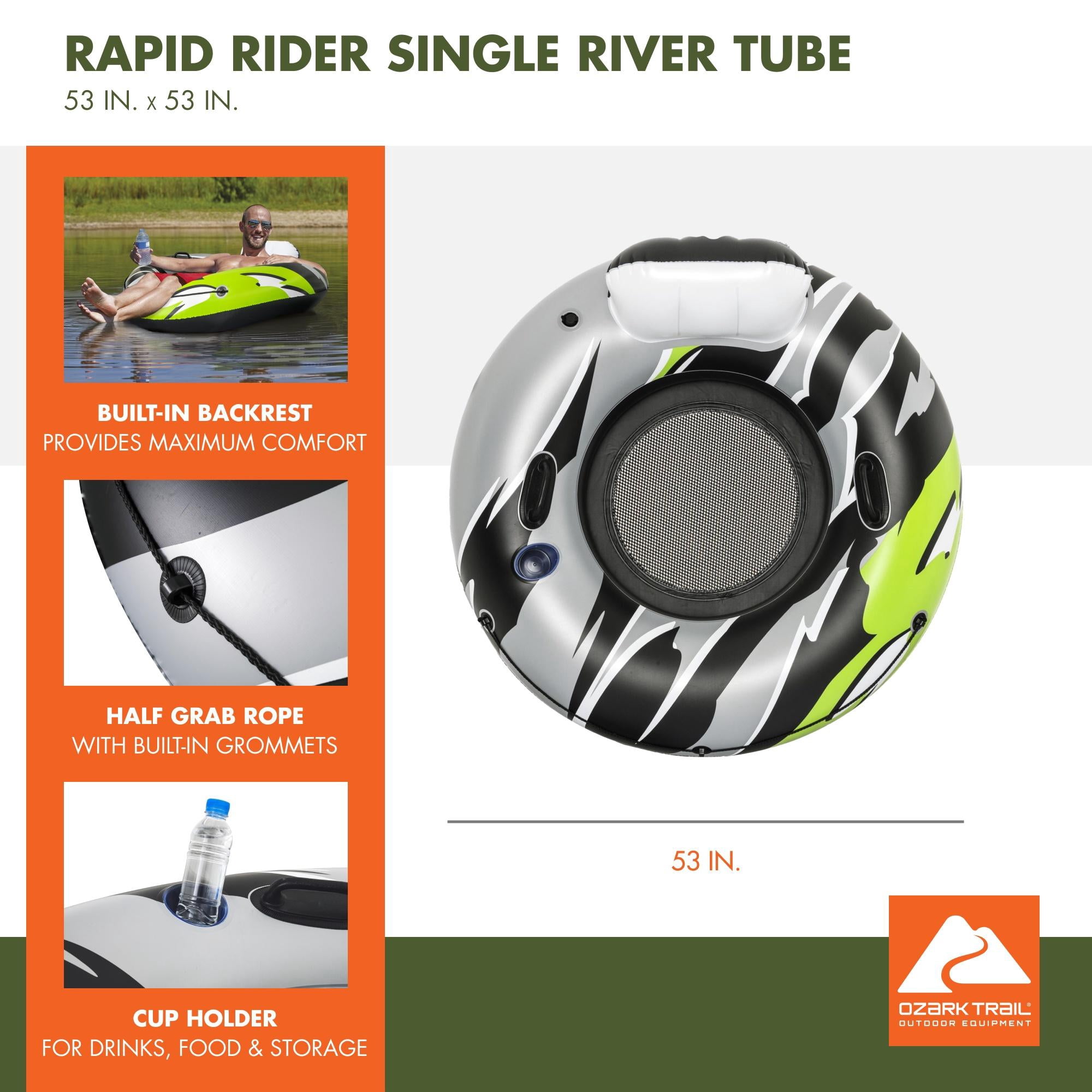 (2 pack) Ozark Trail 43504E Adult Unisex Rapid Rider Single Inflatable River Tube, Multicolor