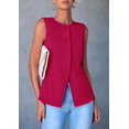 thumbnail image 3 of Chaleco PRETTYGARDEN para Mujer Sin Mangas con Botones Magenta XXL, 3 of 8