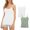White+Green, variant on ShomPort Womens Camisoles Tops with Built in Padded Bra Basic Soft Spaghetti Straps Tank Tops 2 Pack