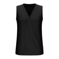 thumbnail image 4 of Liquidation! Hauts Grande Taille pour Femmes, Blouse à Manches Courtes d'Été pour Femmes, Mode Décontractée Sans Manches Unie Col en V Blouse, 4 of 5