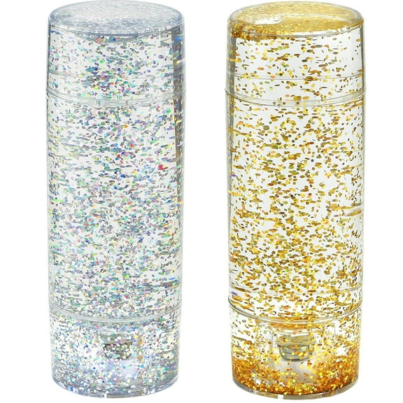 Playlearn LED Glitter Lamp Jars Calming Sensory Toy for Kids & Adults, 2 Pack