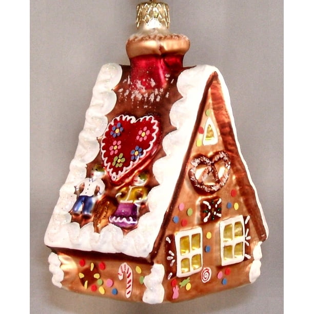 Gingerbread House Polish Mouth Blown Glass Christmas Tree Ornament