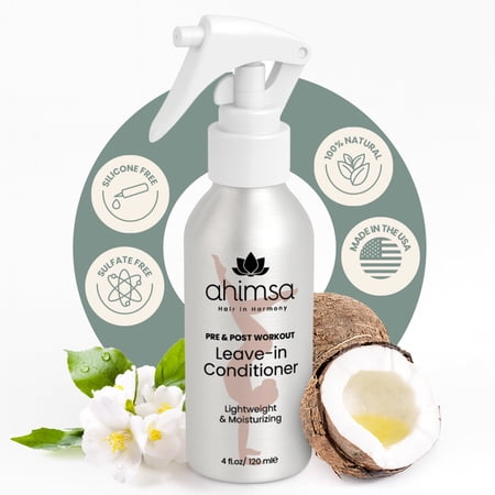 Ahimsa Coconut Oil Leave-in Conditioner, Silicone-Free, Controls Frizz, Enhances Curls, Vegan & Cruelty-Free