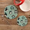 thumbnail image 4 of SKYSONIC 2Pcs Trivet Pot Holder, Penguins Snowflakes Round Woven Potholders Set Cotton Braided Hot Pads Coasters Table Mats for Cooking and Baking, 4 of 7