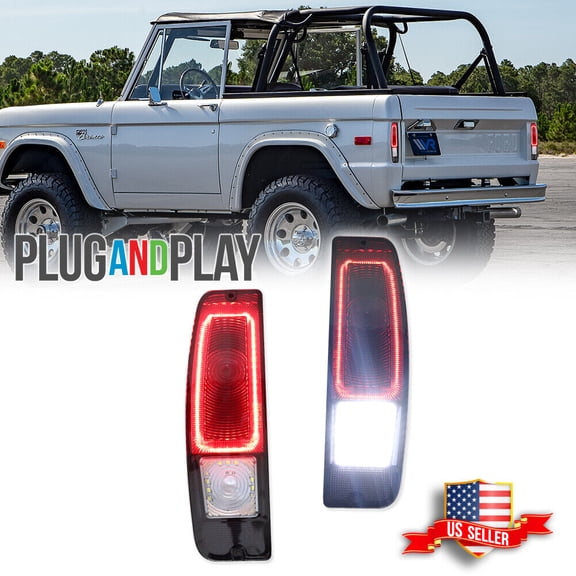 GTINTHEBOX 2x Smoked Red LED Tail Lights For 1967-1972 Ford Truck F100/250/350 E100 E200 Bronco