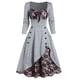 thumbnail image 1 of Gibobby Vestido Elegante Plus Bowknot Vestido de mujer Botón vintage Tamaño simulado Encaje Flor Vestido de fiesta Vestido de mujer(Gris, XL), 1 of 5