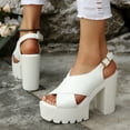 thumbnail image 5 of FRSASU Sandals Women's Thick-Soled High-Heeled Sandals Fashionable Casual Versatile Fish Mouth Wrap-Around Summer Sandals White 6.5(38), 5 of 8