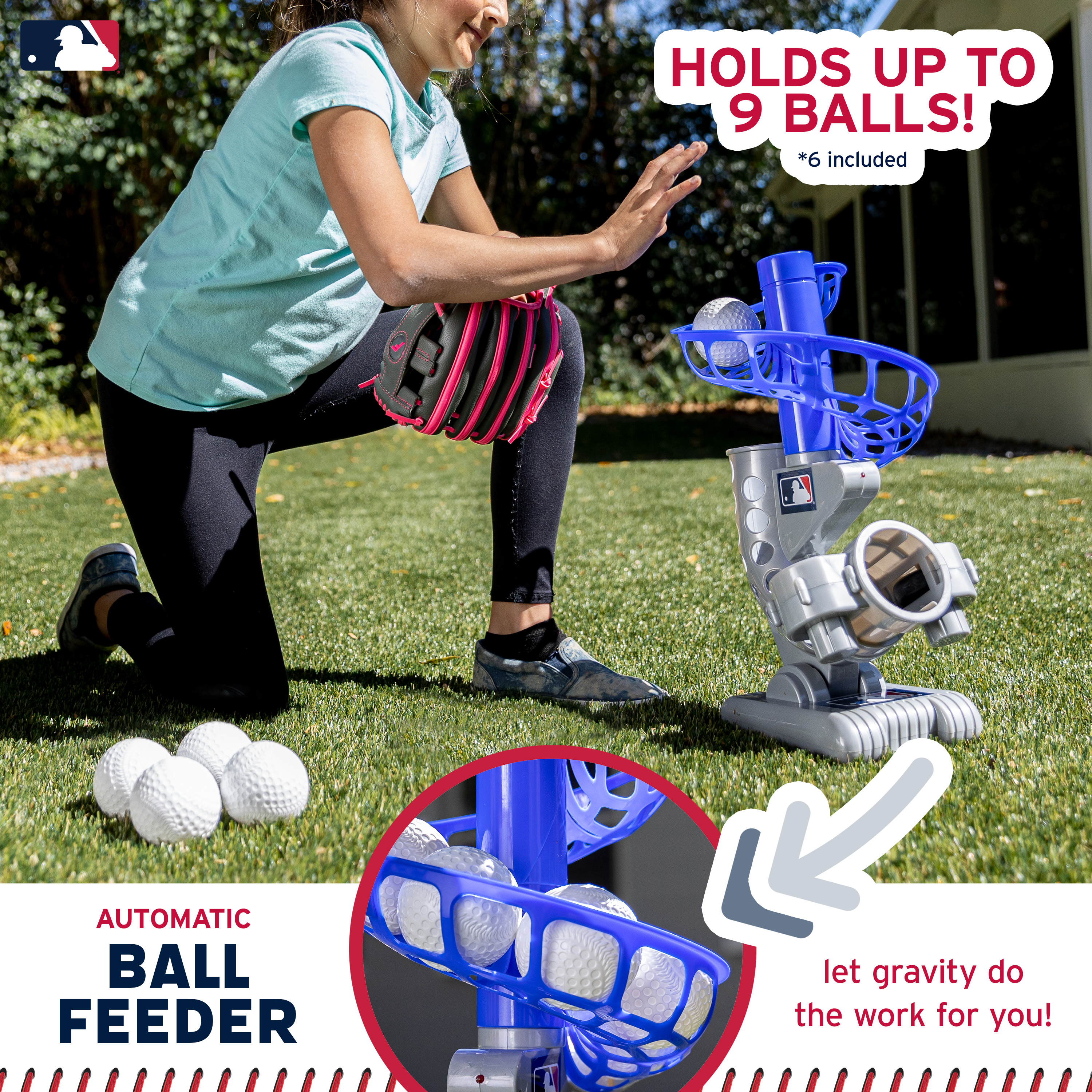 Franklin Sports Kids Baseball Pitching Machine Height Adjustable – 6 Plastic Balls - Grey/Blue - image 5 of 10