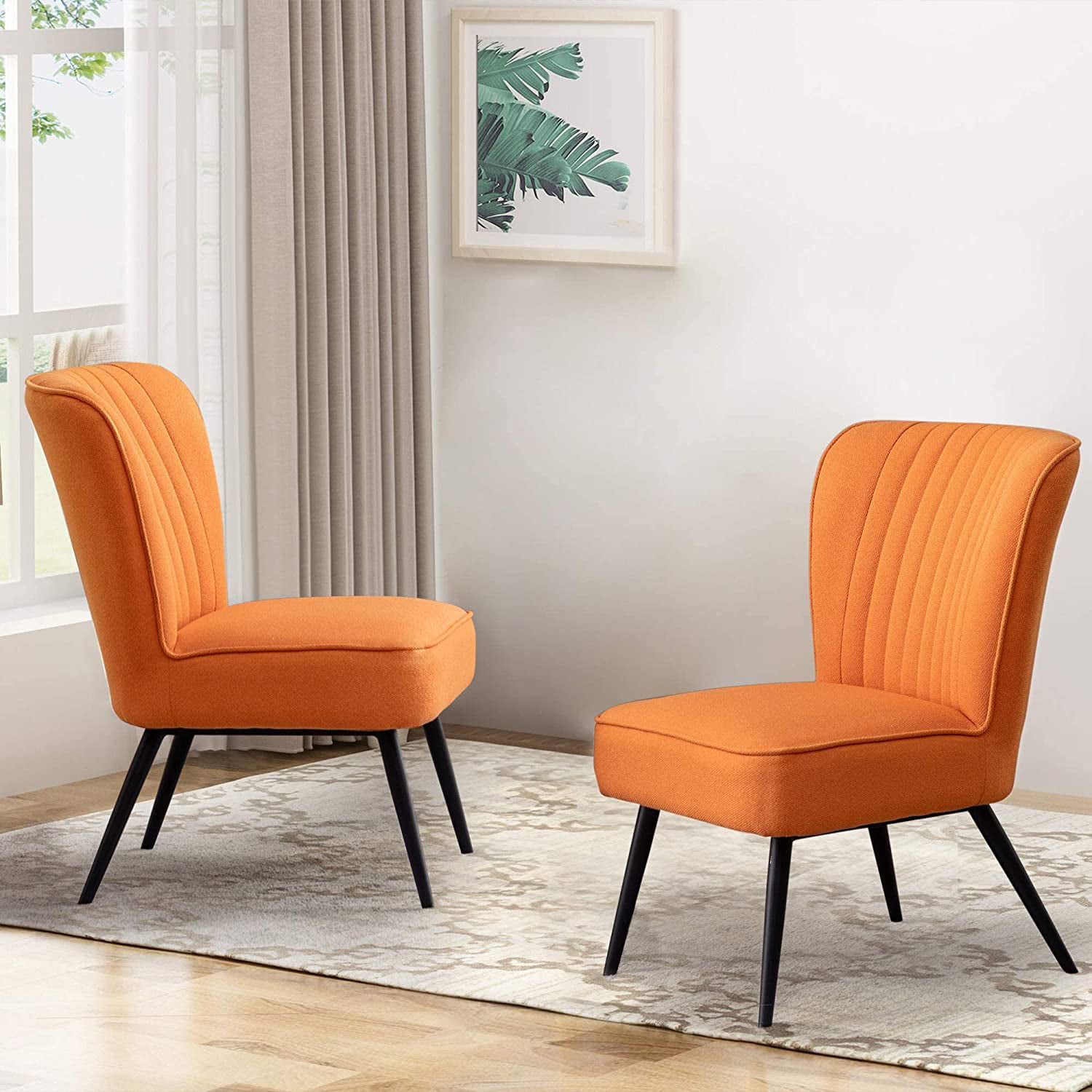 for Accent Couch of Chair Andeworld Club Living Slipper Wingback Reception Room Bedroom-Orange Comfy 2 Upholstered Sofa Guest Chairs Single Modern Armless Set