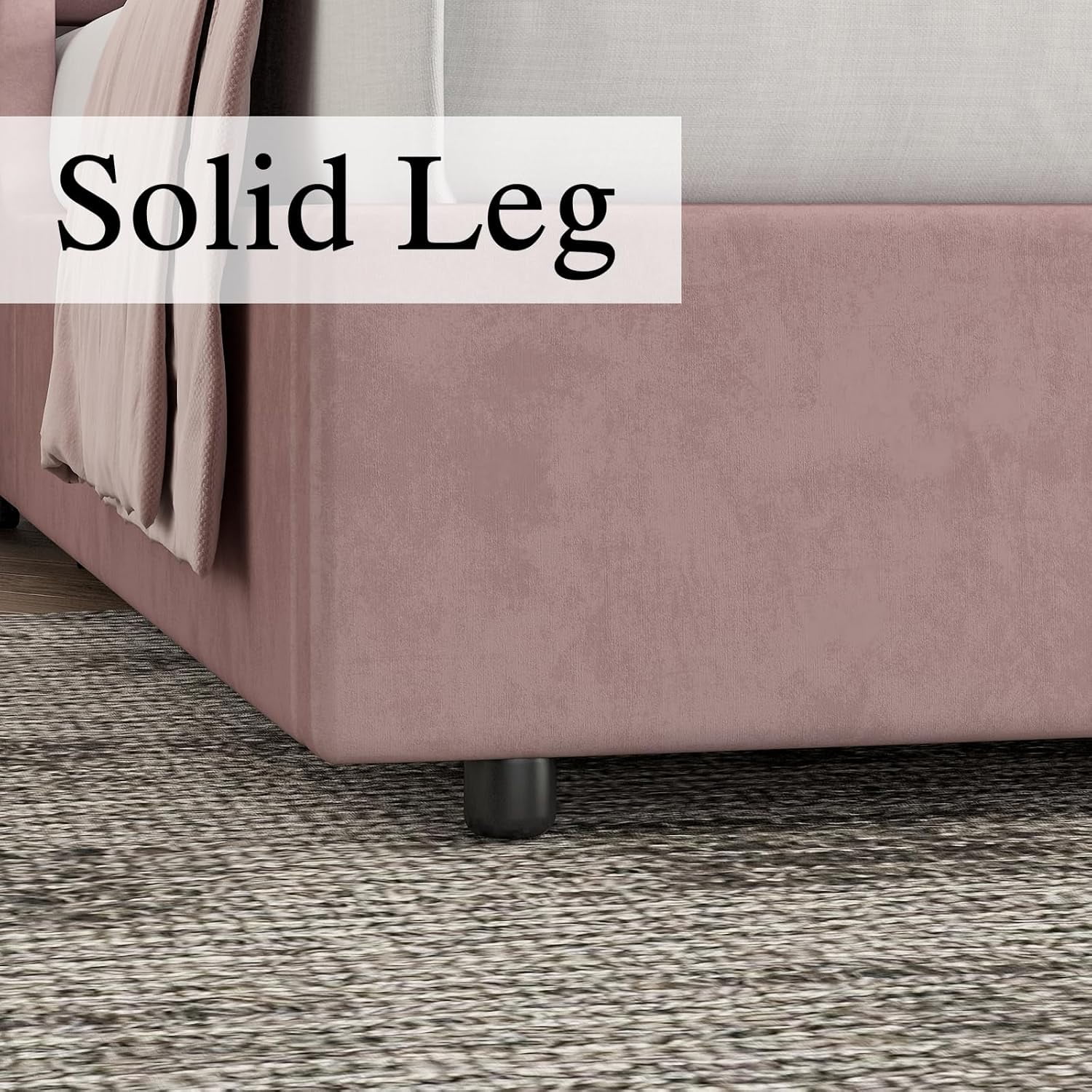 4 EVER WINNER Full Size Bed Frame, Pink Full Bed Frame, Modern Upholstered Platform Bed Frame with Button Wingback Headboard, Pink