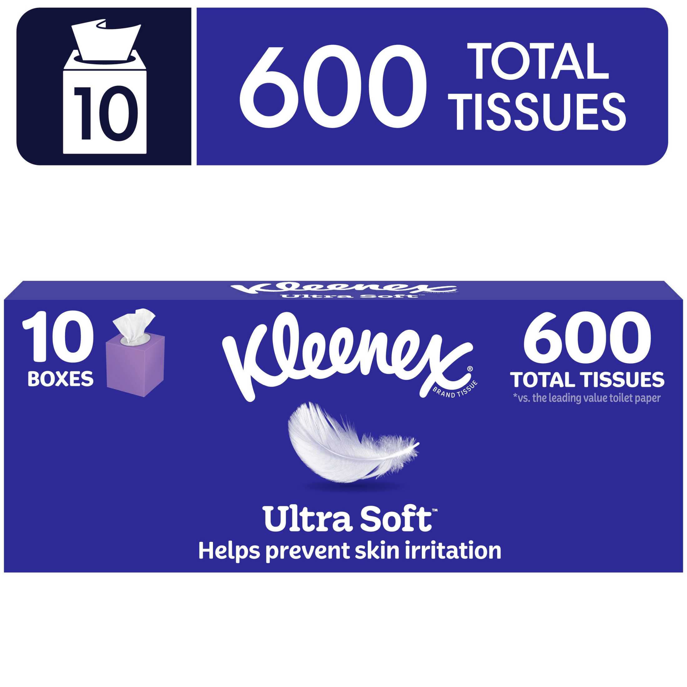 Kleenex Ultra Soft 3-Ply Facial Tissues, 10 Pack, 600 Tissues photo 1
